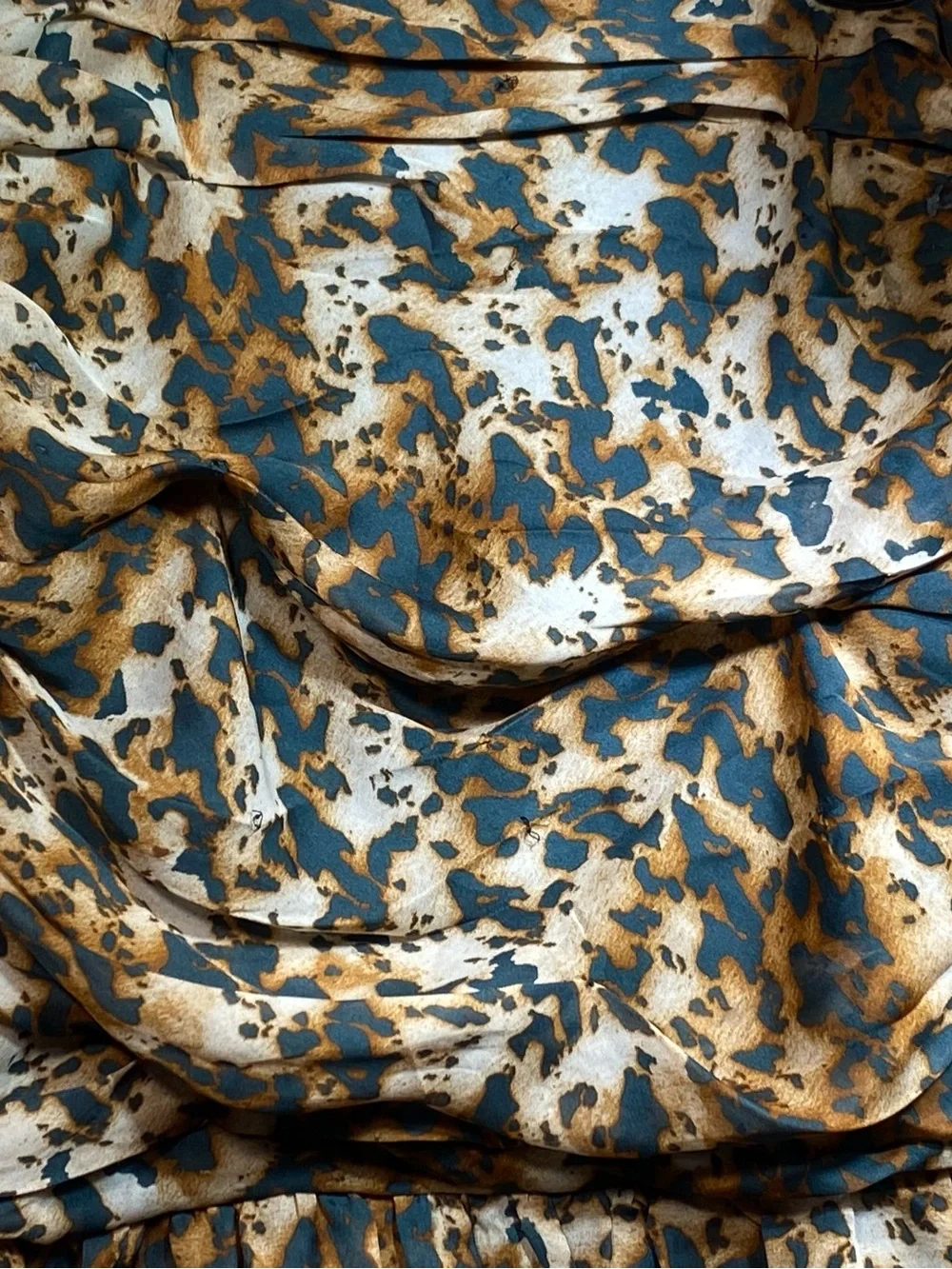 New York & Company Teal, Tan & White Ruffle-Detail Midi Skirt